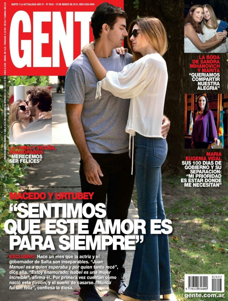 Vidal y Urtubey son tapa de la revista Gente, el amor después del amor