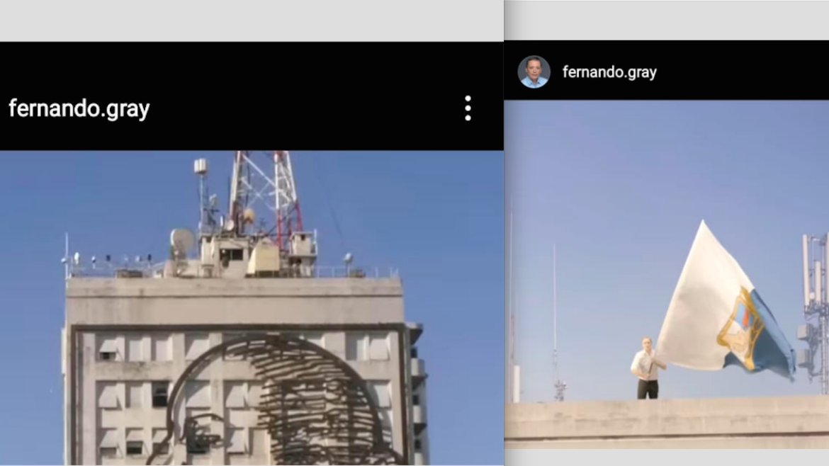 La filmación de Grey, en la terraza de Desarrollo Social, fue un montaje