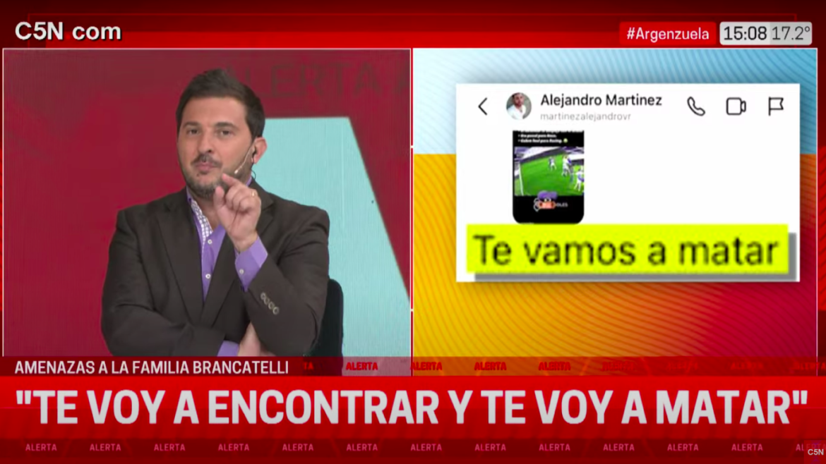 Brancatelli denunció amenazas contra su hijo y detuvieron al agresor