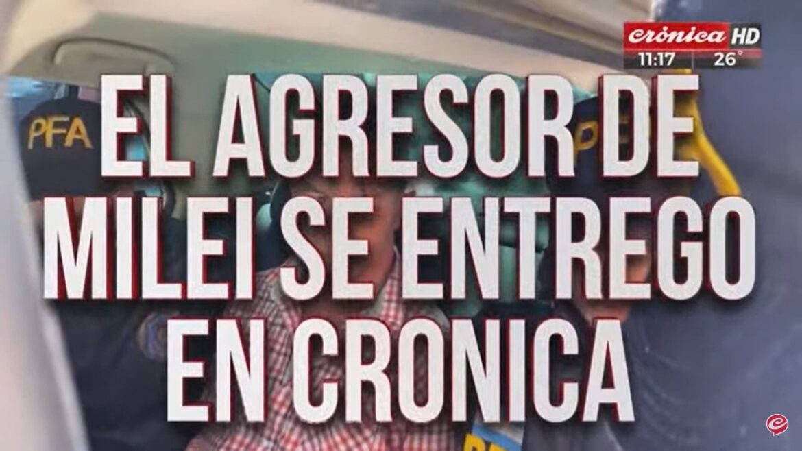 El militante que intentó agredir a Milei fue a Crónica TV para "aclarar" y lo entregaron