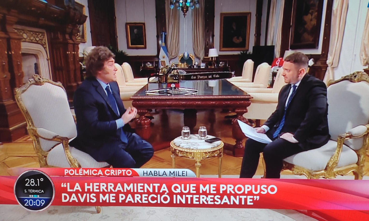 Se filtraron imágenes inéditas del reportaje a Milei