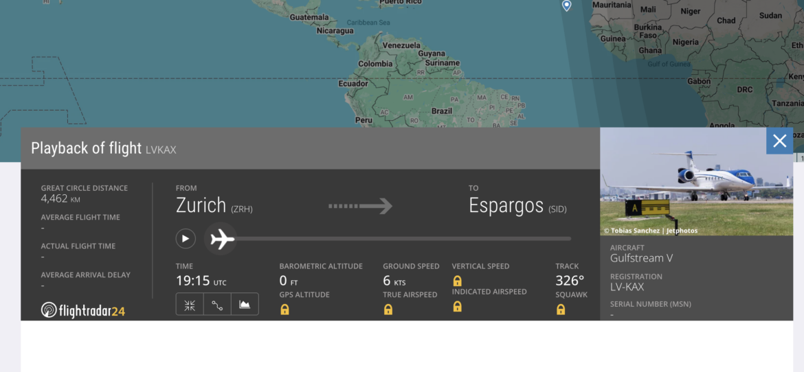 De regreso al país, el avión de "Chiqui" Tapia paró en Cabo Verde